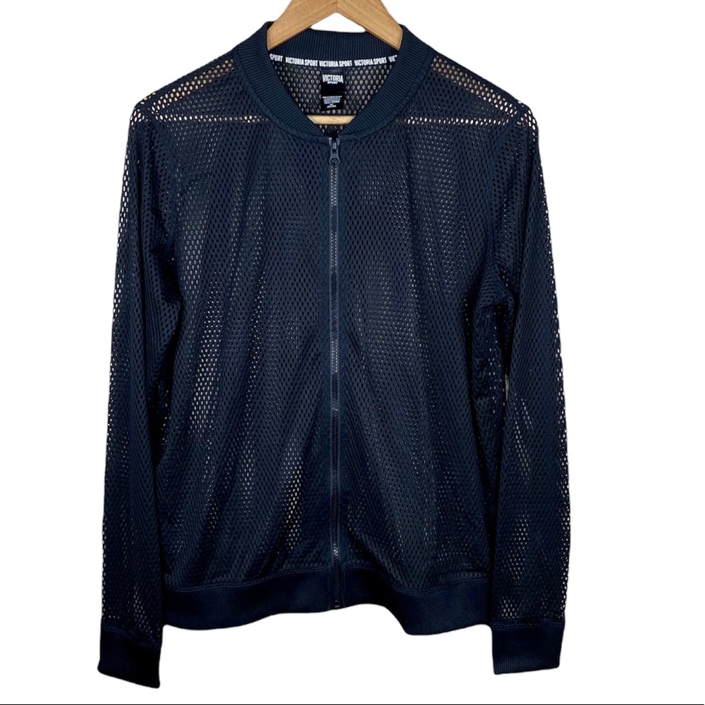 Victoria Sport Black Mesh Zip Up Jacket Womens Size Medium